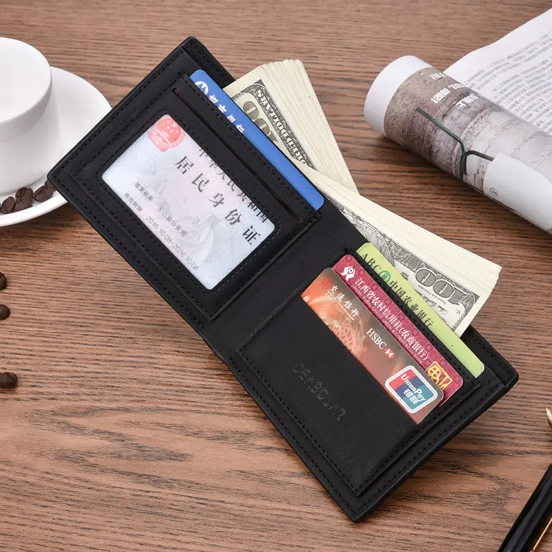 Short Men's Wallet Classic Pocket Photo Holder, Small Men's Wallet Quality PU Leather Card Holder, Matte Leather Men's Wallet