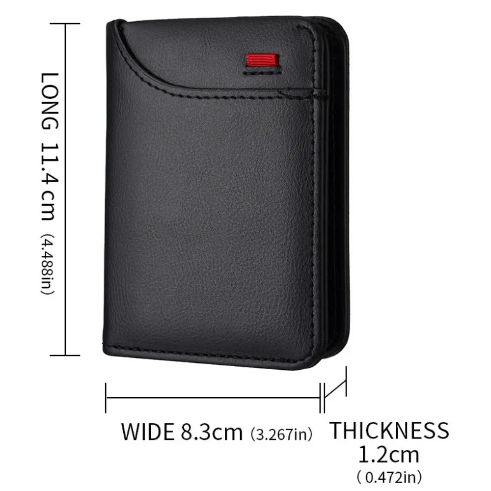 Multiple Pockets Men's Simple Soft PU Leather Wallet Vintage Thin Wallet Small Credit Card Holder Two-Fold Coin Purse Minimalist