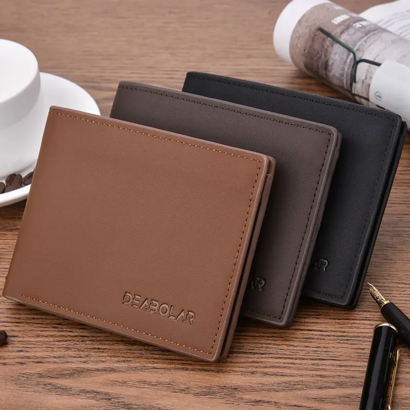 Short Men's Wallet Classic Pocket Photo Holder, Small Men's Wallet Quality PU Leather Card Holder, Matte Leather Men's Wallet