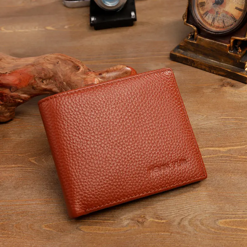 Fashion men wallets genuine leather short design male bifold wallet ID credit card holder purse