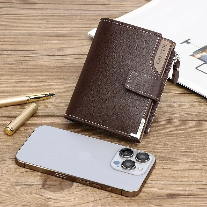 PU Leather Men Wallets Zipper Short Luxury Coin Pocket Card Holder Male Wallet Clutch Photo Holder Brand Man Purses Wallet