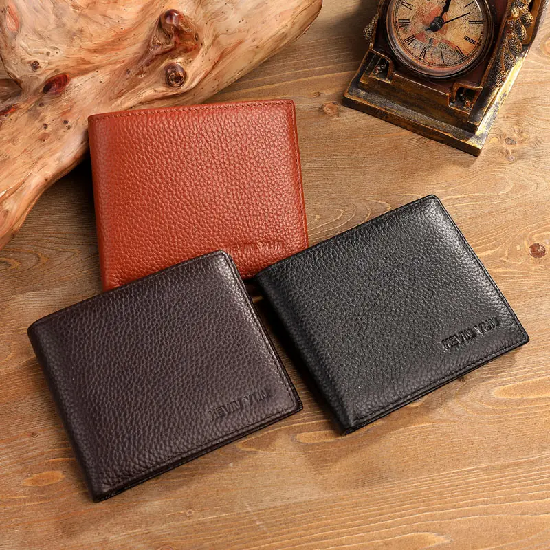 Fashion men wallets genuine leather short design male bifold wallet ID credit card holder purse