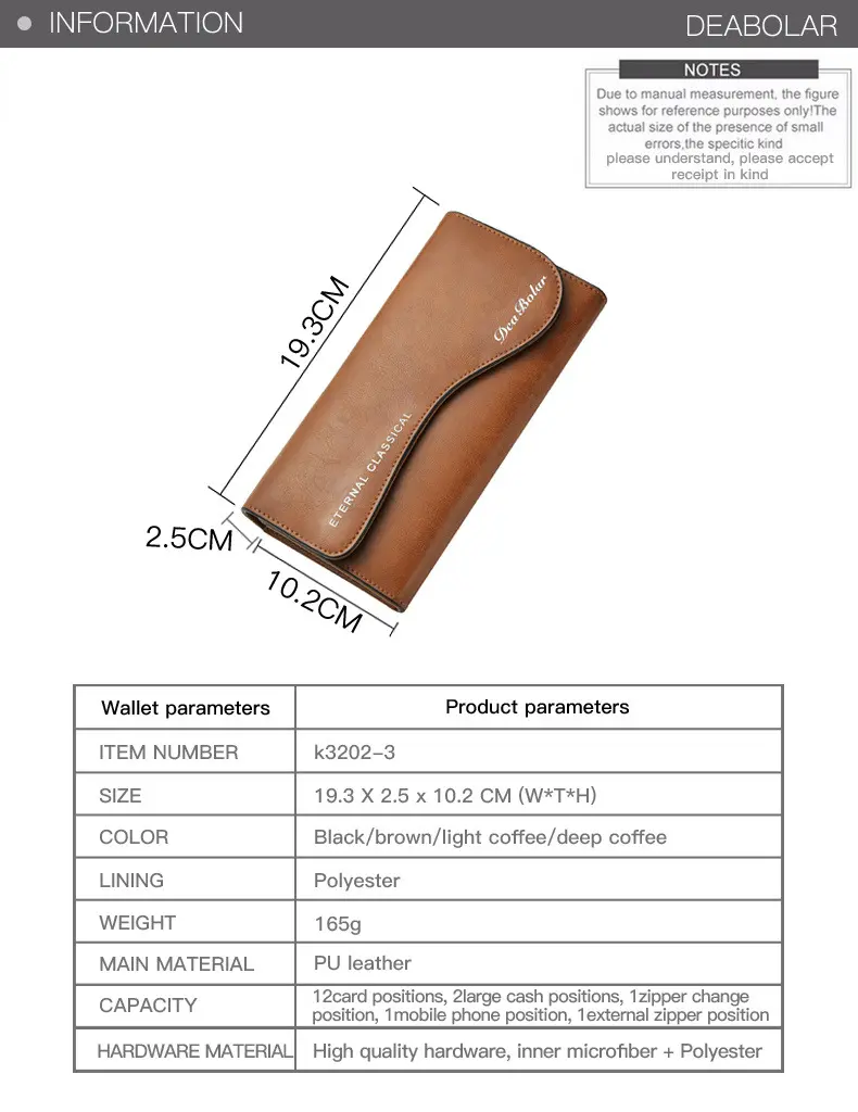 New Men's Long Mobile Phone Bag Business Leather Multi Function High Capacity Zipper Wallet with Hand Belt