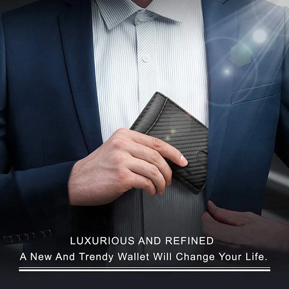 Rfid Carbon Fiber Men Wallets Man Card Holder Money Bag Slim Thin Mini Wallet Male Small Short Purse Black Walet Billfold Vallet