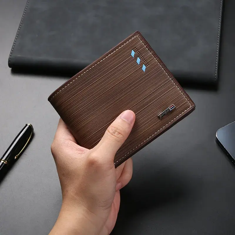 2025 Men Short Bifold PU Leather Wallet Credit ID Card Holder Large Capacity Purse Masculina Premium Wallet with Coin Bag Zipper
