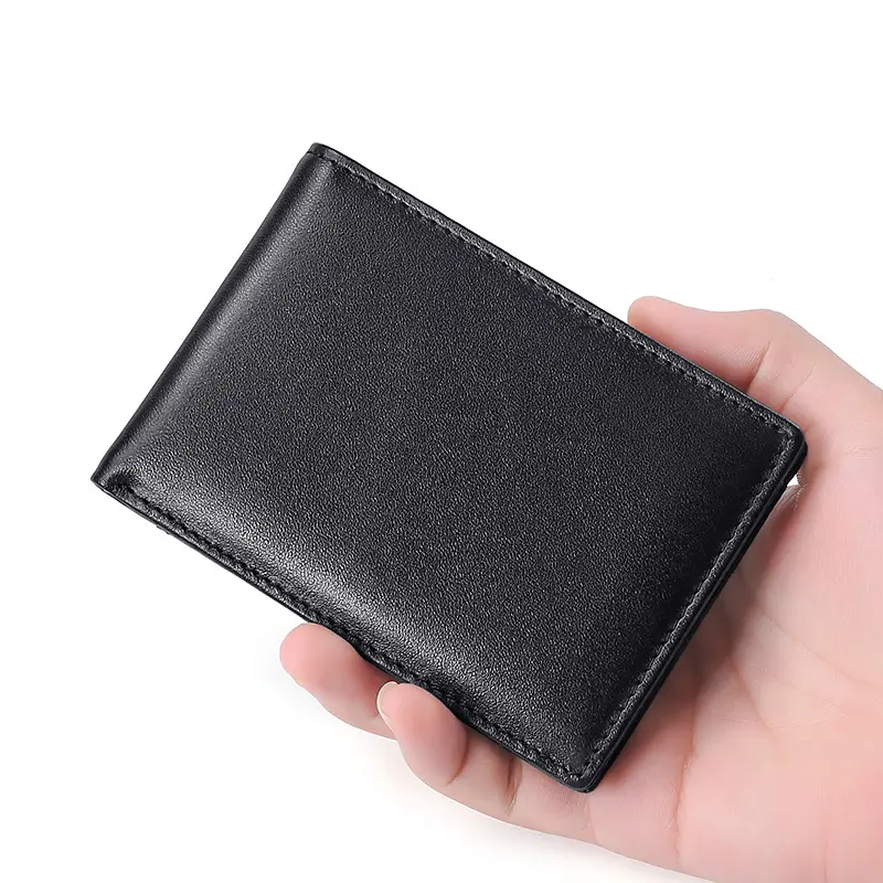 RFID Blocking Mini Men's Genuine Leather Wallet Slim Business Credit Card Holder Man Anti Theft Ultra Thin Purse For Male