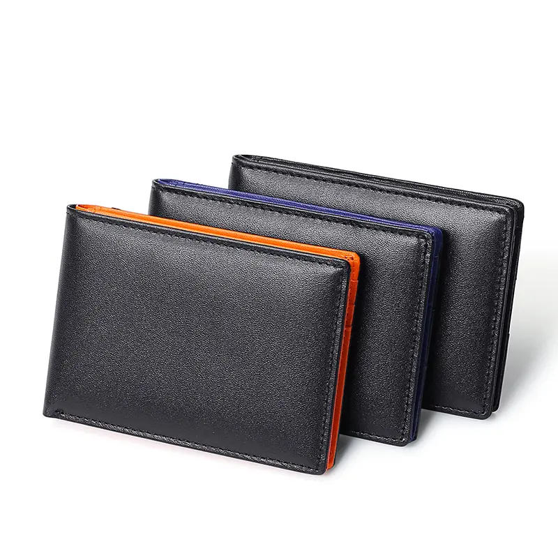 RFID Blocking Mini Men's Genuine Leather Wallet Slim Business Credit Card Holder Man Anti Theft Ultra Thin Purse For Male
