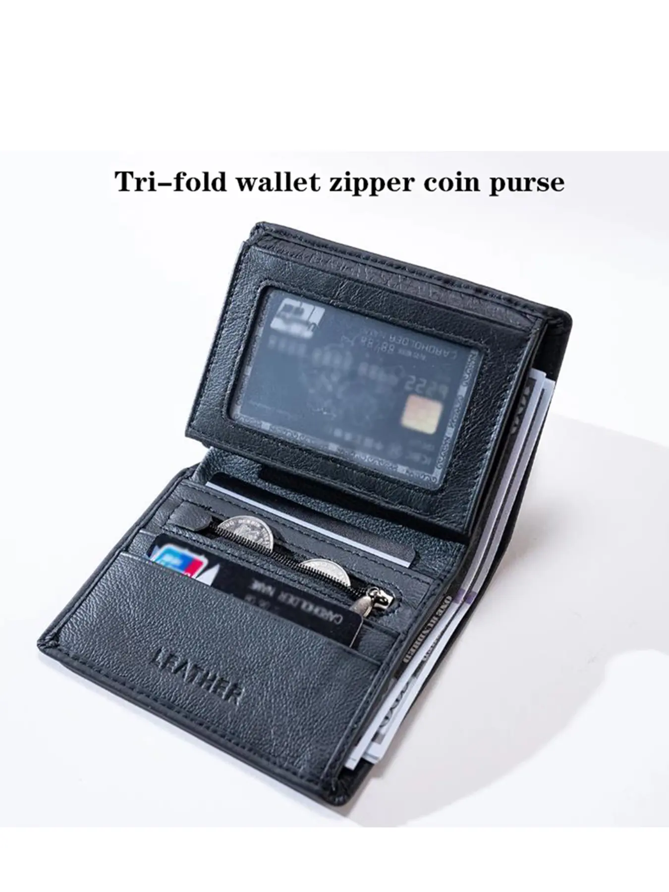 Men's  Wallet business vertical Man Genuine Leather Wallet Zipper Card Holder Money Bag Anti-theft RFID Wallet Male Coin Purse