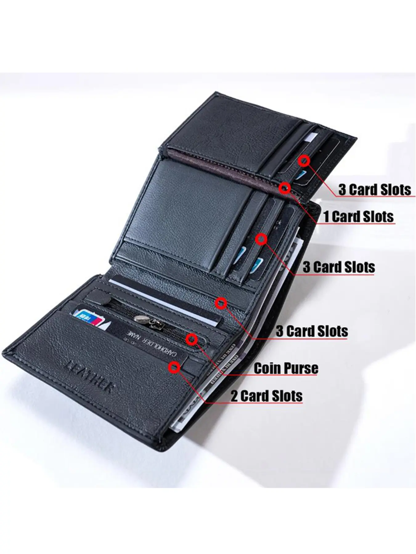 Men's  Wallet business vertical Man Genuine Leather Wallet Zipper Card Holder Money Bag Anti-theft RFID Wallet Male Coin Purse