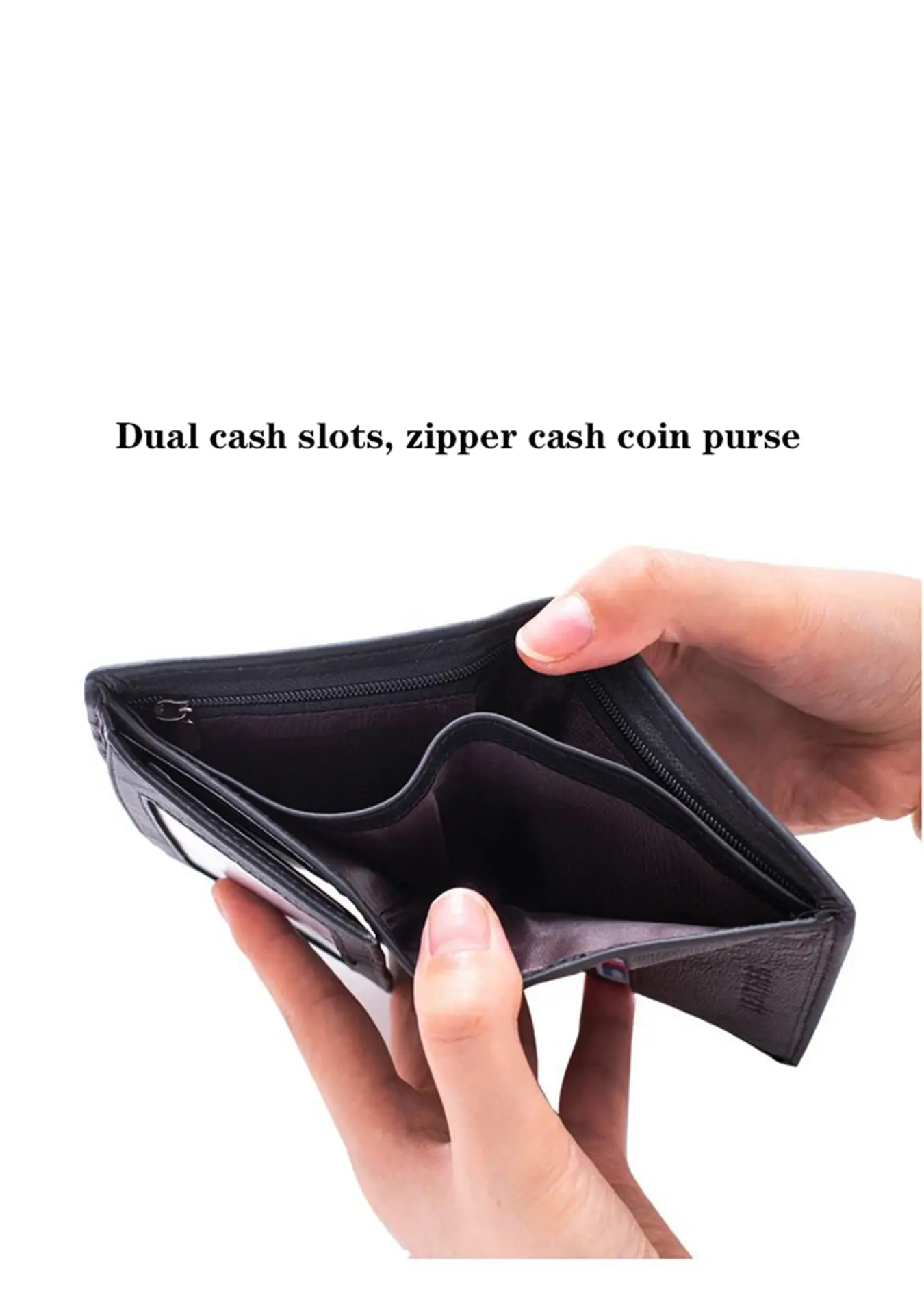 Men's  Wallet business vertical Man Genuine Leather Wallet Zipper Card Holder Money Bag Anti-theft RFID Wallet Male Coin Purse
