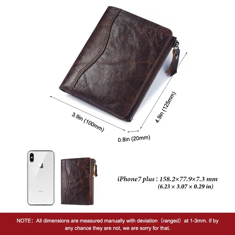HUMERPAUL Short Wallet for Men Genuine Leather RFID Wallets with Card Holder Bifold Zip Coin Pocket Billetera Hombre Small