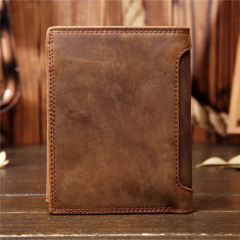 Genuine Leather Wallet for Men Mini Money Bags Short Purse Credit Card Holder Cash Coin Pocket Male Small Solid Standard Wallets
