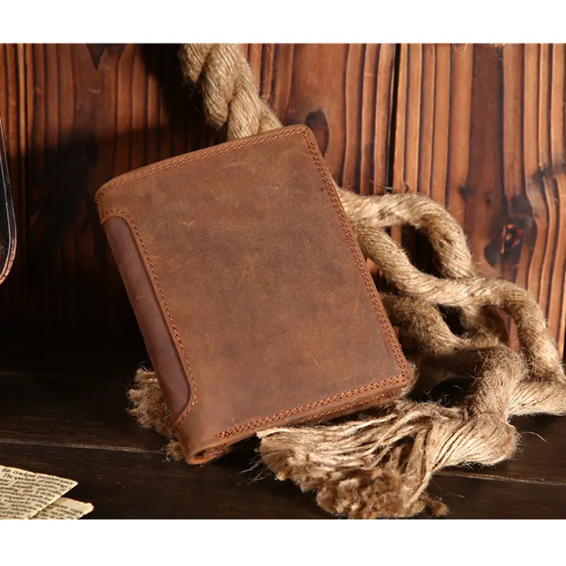 Genuine Leather Wallet for Men Mini Money Bags Short Purse Credit Card Holder Cash Coin Pocket Male Small Solid Standard Wallets