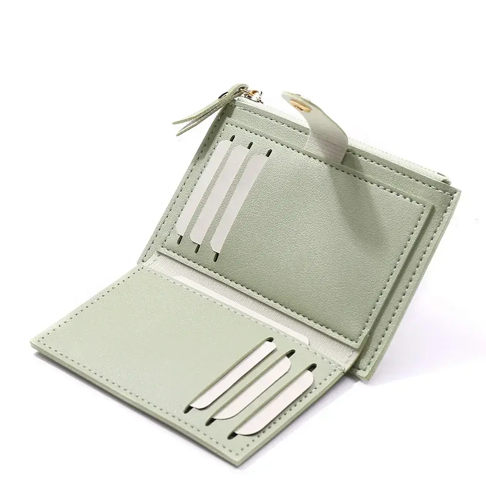 Women Fashion Small Wallet Purse Solid Color PU Leather Mini Coin Purse Wallet Credit Card Holder Bags Zipper Coin Purse