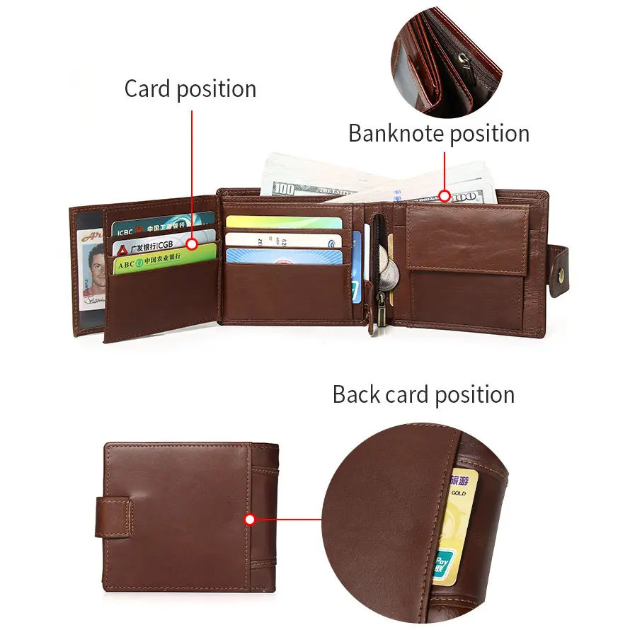 Classic Men's Genuine Leather Wallet Credit Card Holder RFID Coin Purse