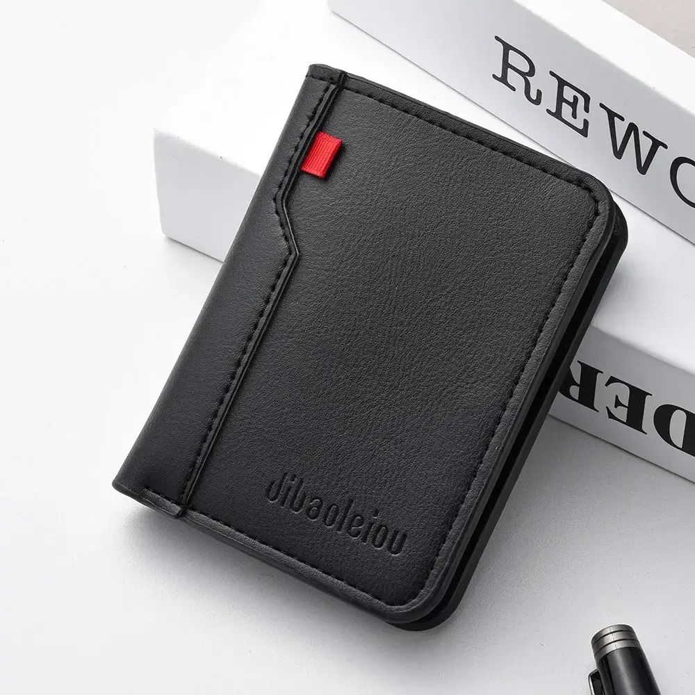 1Pc New Ultra-thin Mini Soft PU Leather Credit Card Wallet Holder Short Vertical High Quality Men's Small Short Wallets Purse