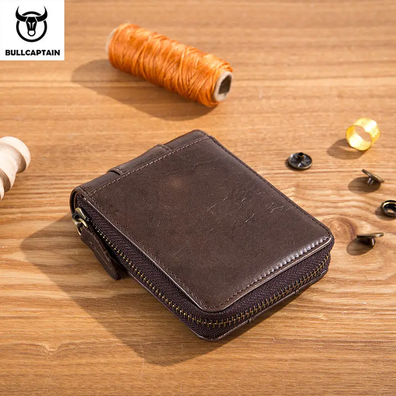 BULLCAPTAIN New Arrival Male RFID leather wallet Men Wallet Cowhide Coin Purse Slim Designer Brand Wallet Billetera para hombres
