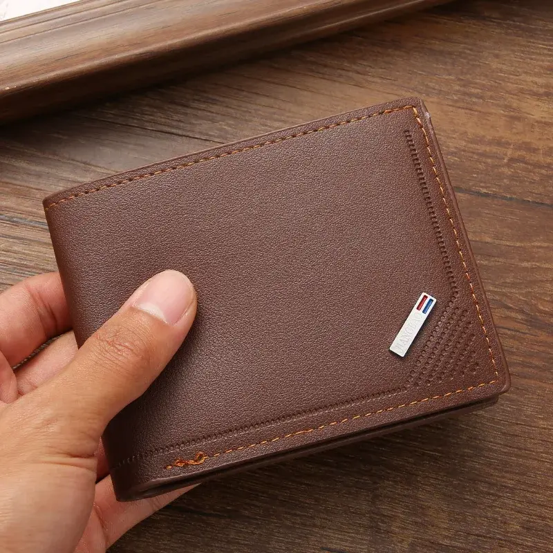 Men's Short Leather Slim Wallets Business Man Money Clip Credit Card Holder Purse Thin Minimalist Bifold Wallet Coin Purse