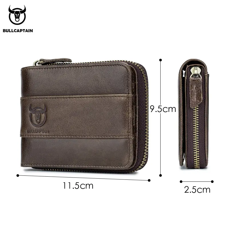 BULLCAPTAIN New Arrival Male RFID Leather Wallet Men Wallet Cowhide Coin Purse Slim Designer Brand Wallet Billetera Para Hombres