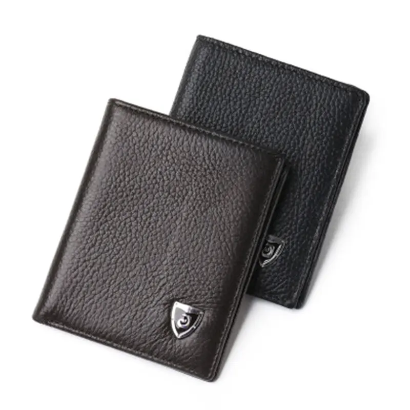 JINBAOLAI Mini Genuine Leather Wallet Men Korean Student Small Wallets Men's Coin Purse Card Holder Men Wallet Cartera Hombre