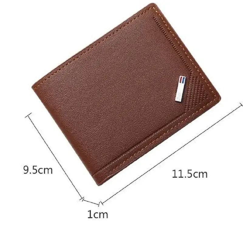 Men's Short Leather Slim Wallets Business Man Money Clip Credit Card Holder Purse Thin Minimalist Bifold Wallet Coin Purse