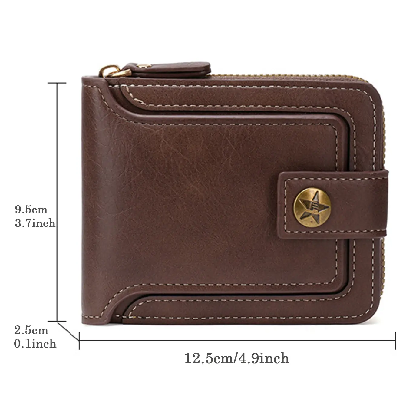 Men High Quality PU Leather Vintage Small Wallet Short Horizontal Zipper Coin Pocket Tri-fold Card Case Purse Billetera Hombre