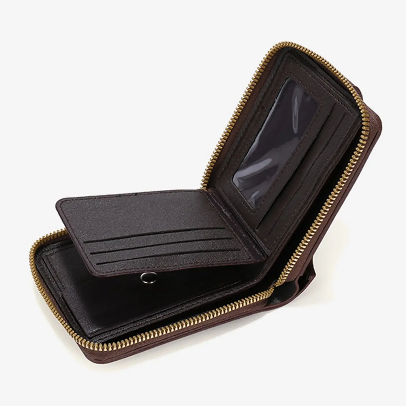 Men High Quality PU Leather Vintage Small Wallet Short Horizontal Zipper Coin Pocket Tri-fold Card Case Purse Billetera Hombre