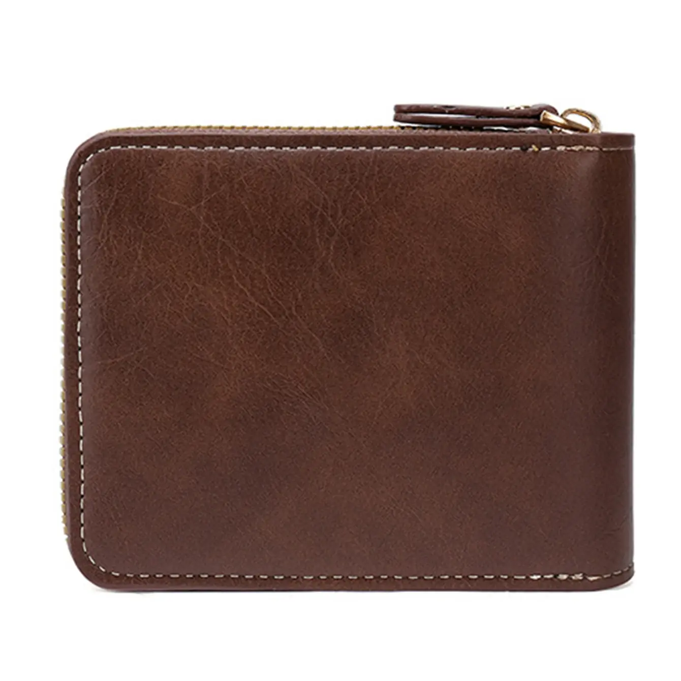 Men High Quality PU Leather Vintage Small Wallet Short Horizontal Zipper Coin Pocket Tri-fold Card Case Purse Billetera Hombre