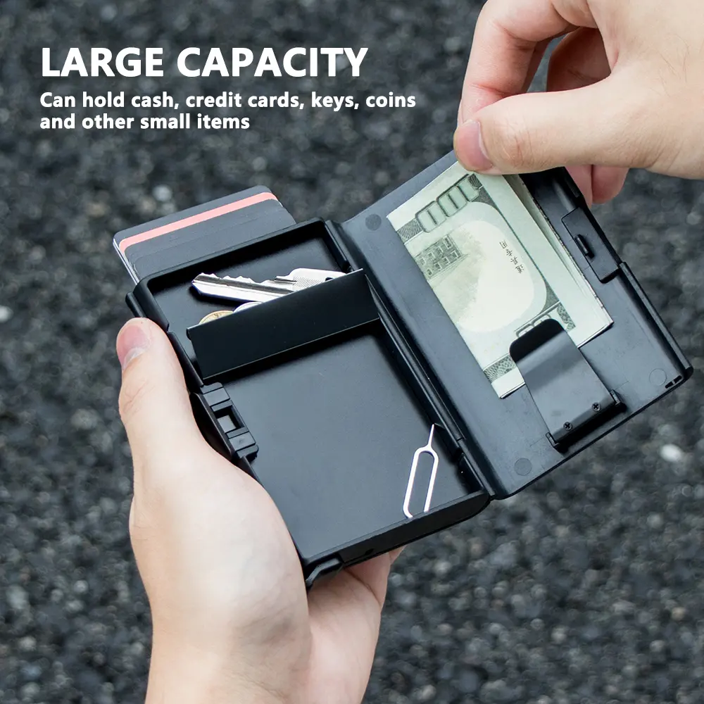 2023 Rfid Credit Card Holder Men Minimalist Coin Wallets Pop Up Metal Id Bank Cardholder Case Identification Card Holder Folders