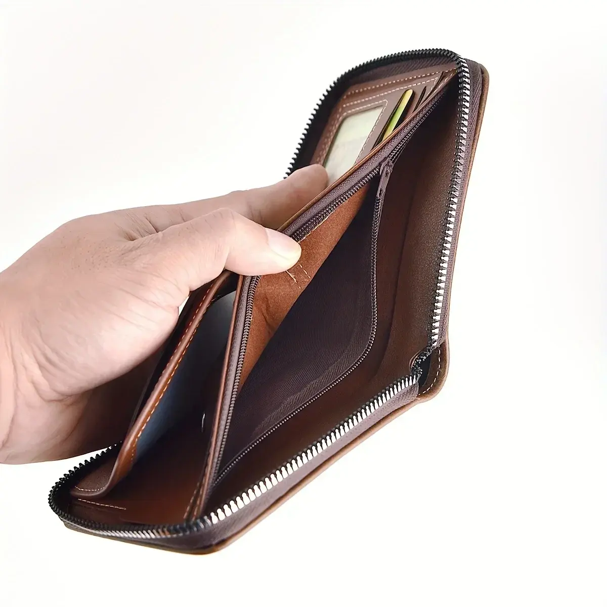 Mens Wallet Leather Business Card Holder Zipper Purse Luxury Wallets for Men Protection Purses Carteira Masculina Luxury