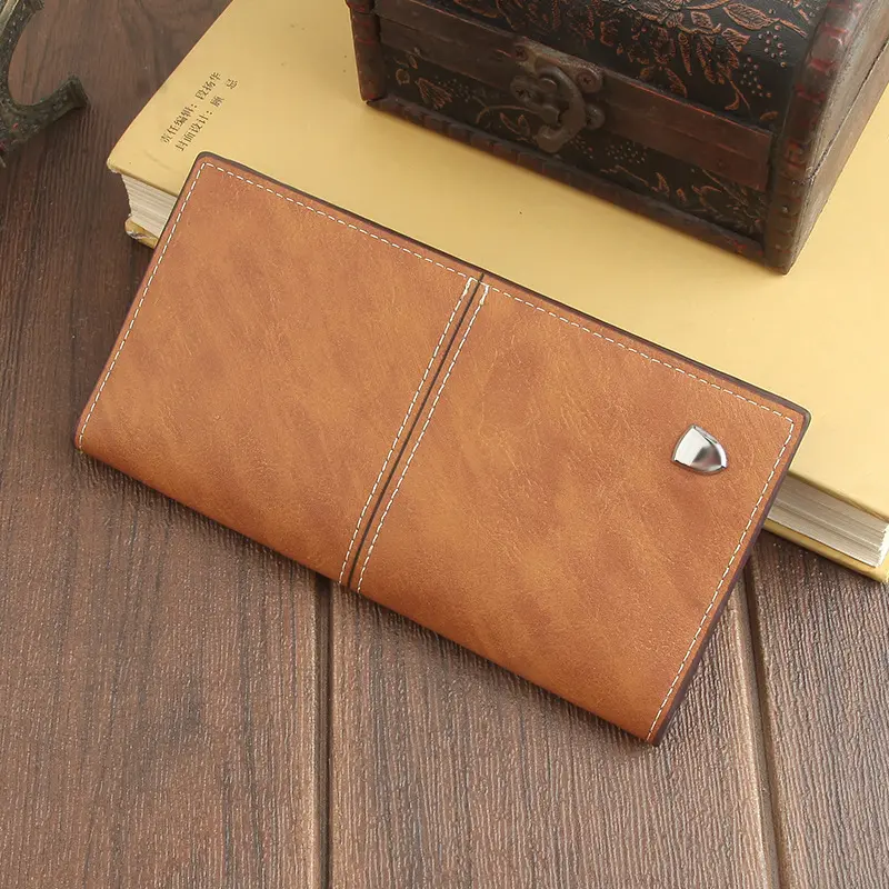 Men's Leather Wallet ID Card Holder Purse Checkbook Long Clutch Bifold Business Money Bag Man Wallets Cartera Hombre Carteras