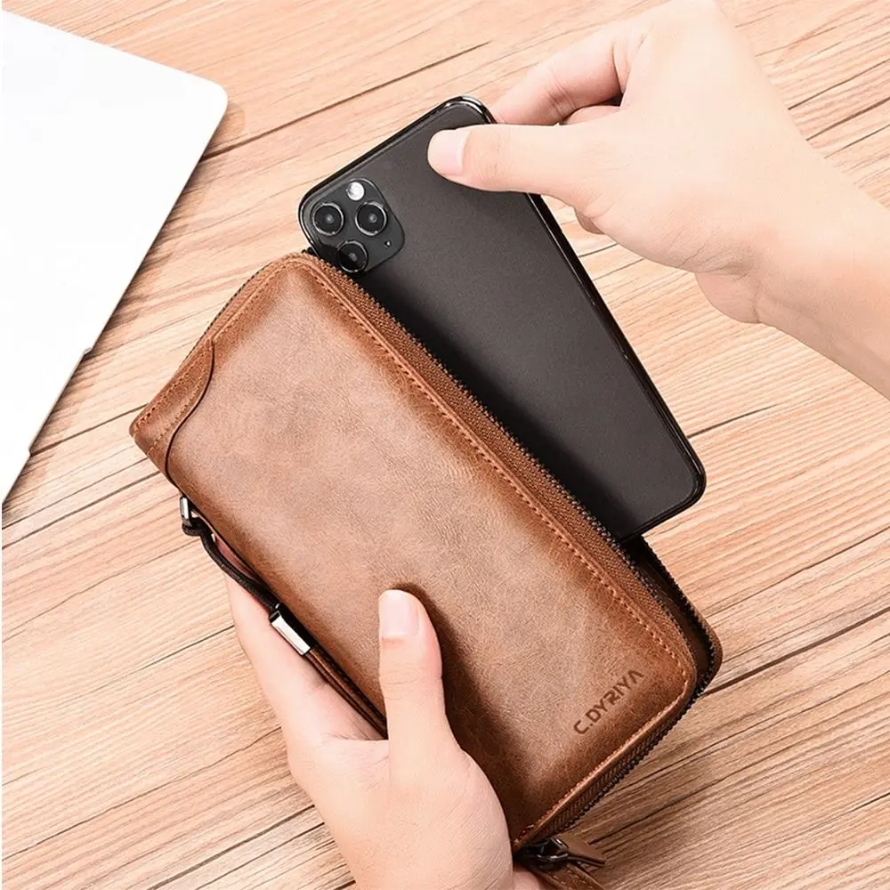 Simple Purse Long Zipper Wallet Large Capacity Card Brand Business Clutch Bag Coin Purse ID Card Holder Men