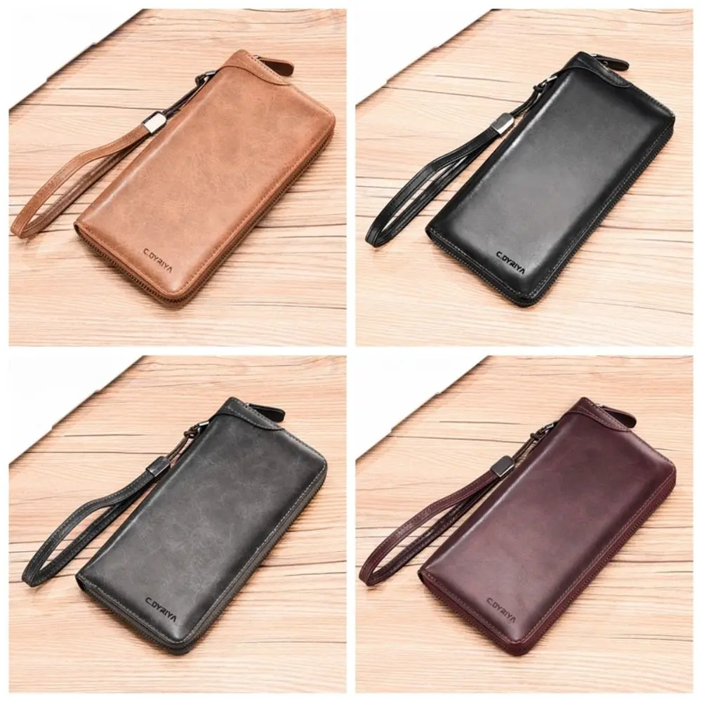 Simple Purse Long Zipper Wallet Large Capacity Card Brand Business Clutch Bag Coin Purse ID Card Holder Men