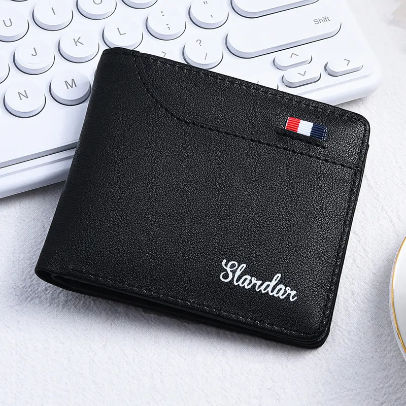 Retro Style Male Short Wallet Multi-function Passcase Horizontal Purse