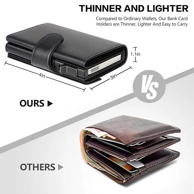 Rfid Credit Card Holder Wallets Men Carbon Fiber Leather Aluminum Business Bank Cardholder Male Case Minimalist Wallet Money Bag