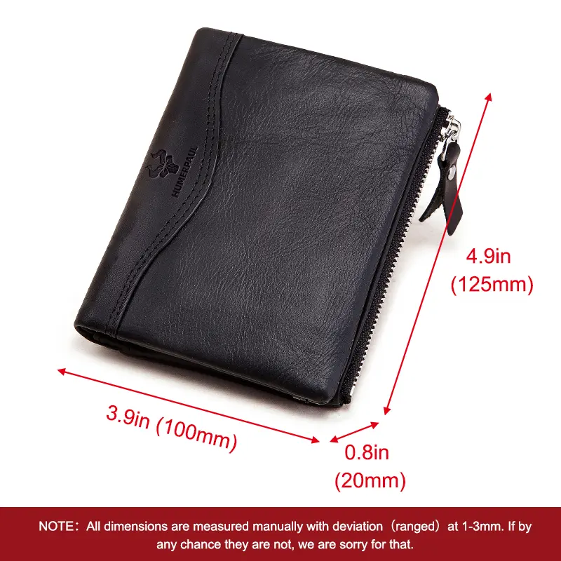 LAREET RFID Senior Short Wallet For Men Genuine Leather Wallets With Card Holder Bifold Zip Coin Pocket Small Billetera Hombre
