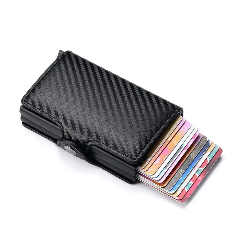 Antitheft Rfid Credit Card Holder Wallets Men Leather Aluminum Box Metal Male Purse Bag Small Cardholder Case Minimalist Wallet