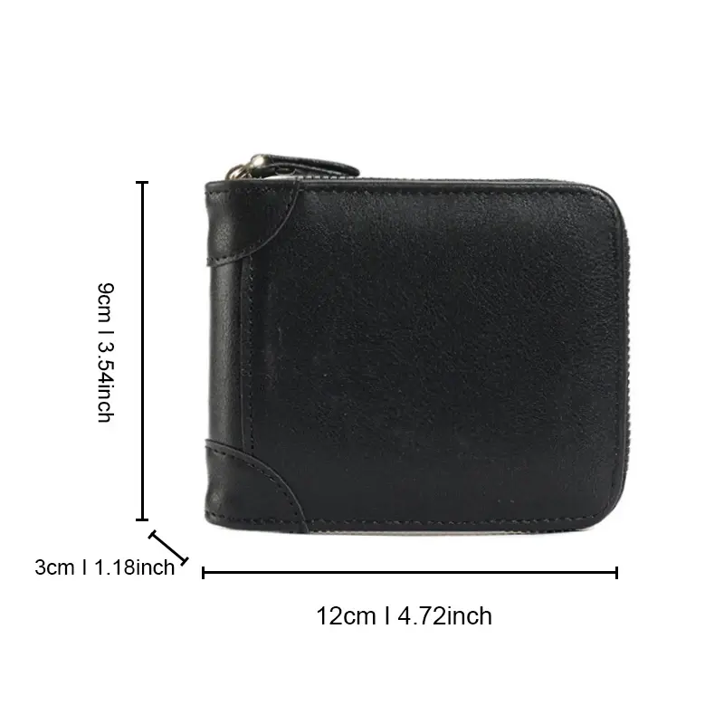 Men Zipper Wallet Money Bag Fashion Multifunctional PU Soft Leather Wallet Card Holder with Hasp Coin Pocket Purse Multi-card