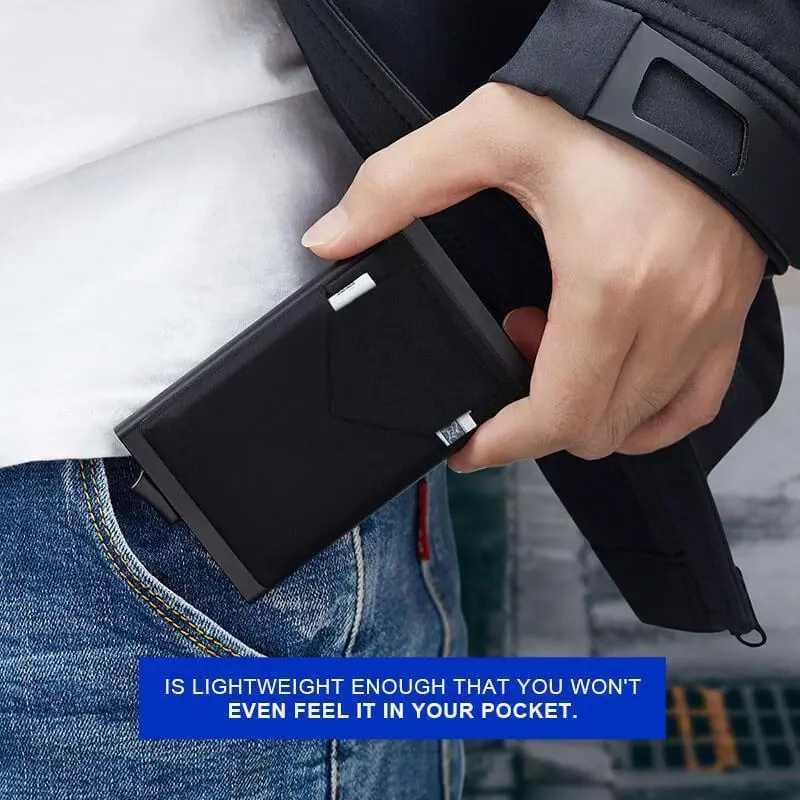 New Rfid Smart Wallet Card Holder Metal Thin Slim Men Women Wallets Pop Up Minimalist Wallet Small Black Purse Metal Vallet