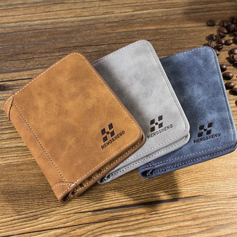 Men's Wallet Leather Billfold Slim Hipster Cowhide Credit Card ID Holders Inserts Coin Purses Luxury Business Foldable Wallet