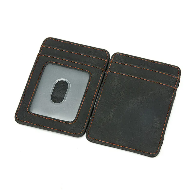 High Quality Vintage Mini Men's Crazy PU Leather Magic Wallet Small Coin Purse Credit Card Holder Slim Transparent ID Bag