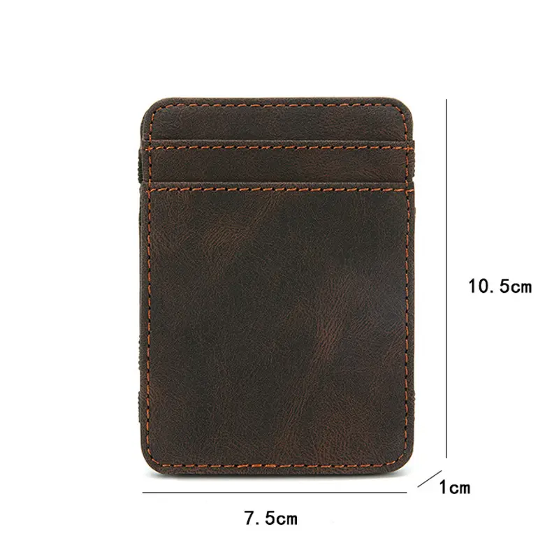 High Quality Vintage Mini Men's Crazy PU Leather Magic Wallet Small Coin Purse Credit Card Holder Slim Transparent ID Bag