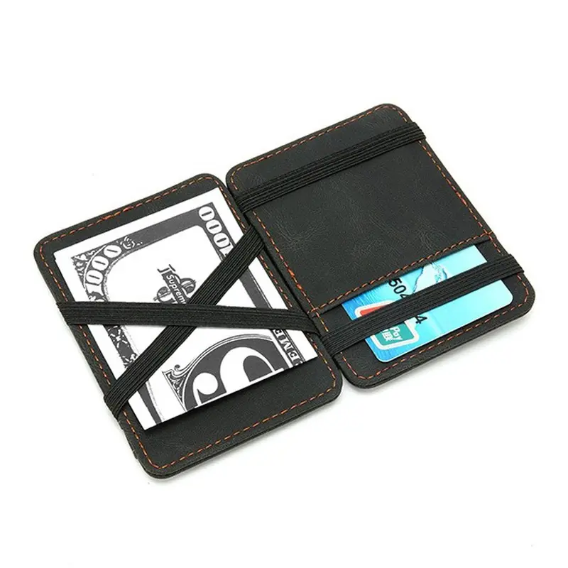High Quality Vintage Mini Men's Crazy PU Leather Magic Wallet Small Coin Purse Credit Card Holder Slim Transparent ID Bag
