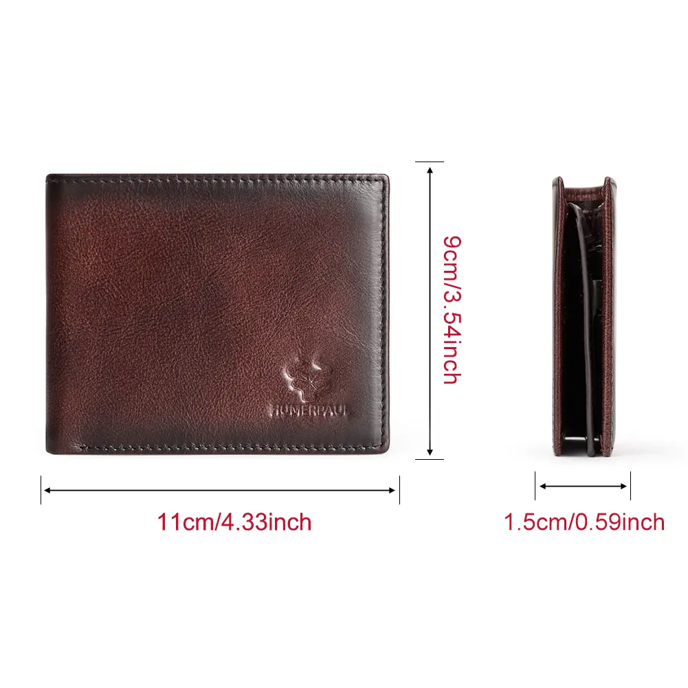 KAVIS Handmade Men's Wallet Genuine Leather RFID Card Holder with ID Window Large Capacity Male Storage Money Bag Fashion