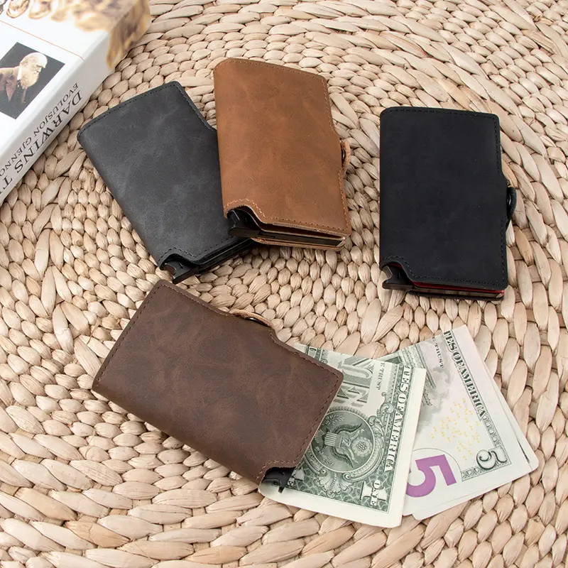 CASEKEY Top Quality Man Wallet Slim Minimalist Money Bag Pruse RFID Blocking Pop Up Card Holder Ultra Thin Smart Wallet for Men
