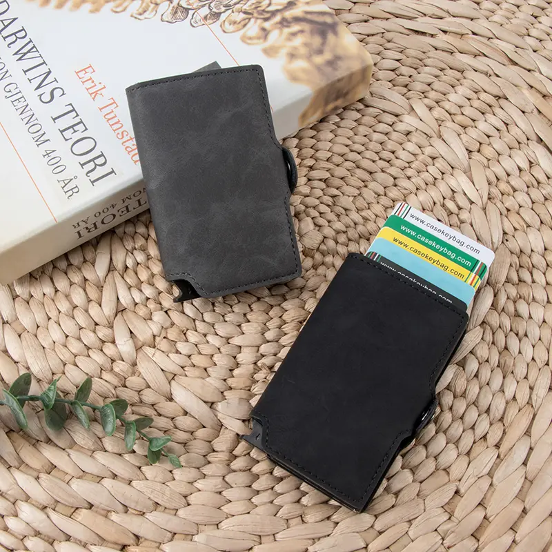 CASEKEY Top Quality Man Wallet Slim Minimalist Money Bag Pruse RFID Blocking Pop Up Card Holder Ultra Thin Smart Wallet for Men