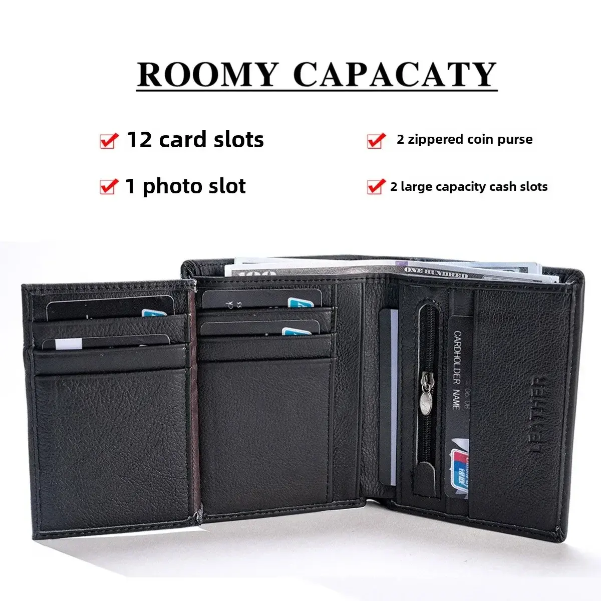 Men's Wallet Genuine Leather Wallets for Men Coin Purse Vintage Vertical Short Credit Card Holder Money Bag Men's RFID Wallet
