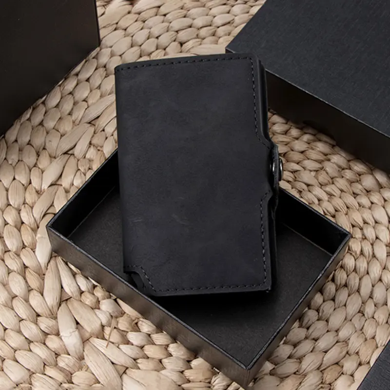 CASEKEY Top Quality Man Wallet Slim Minimalist Money Bag Pruse RFID Blocking Pop Up Card Holder Ultra Thin Smart Wallet for Men
