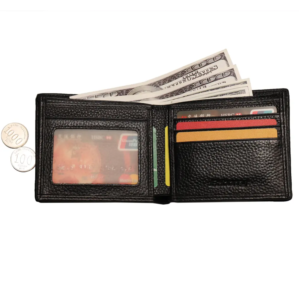 Cow Leather Men Wallets with Coin Pocket Vintage Male Purse Blocking Genuine Leather Men Wallet with Card Holders