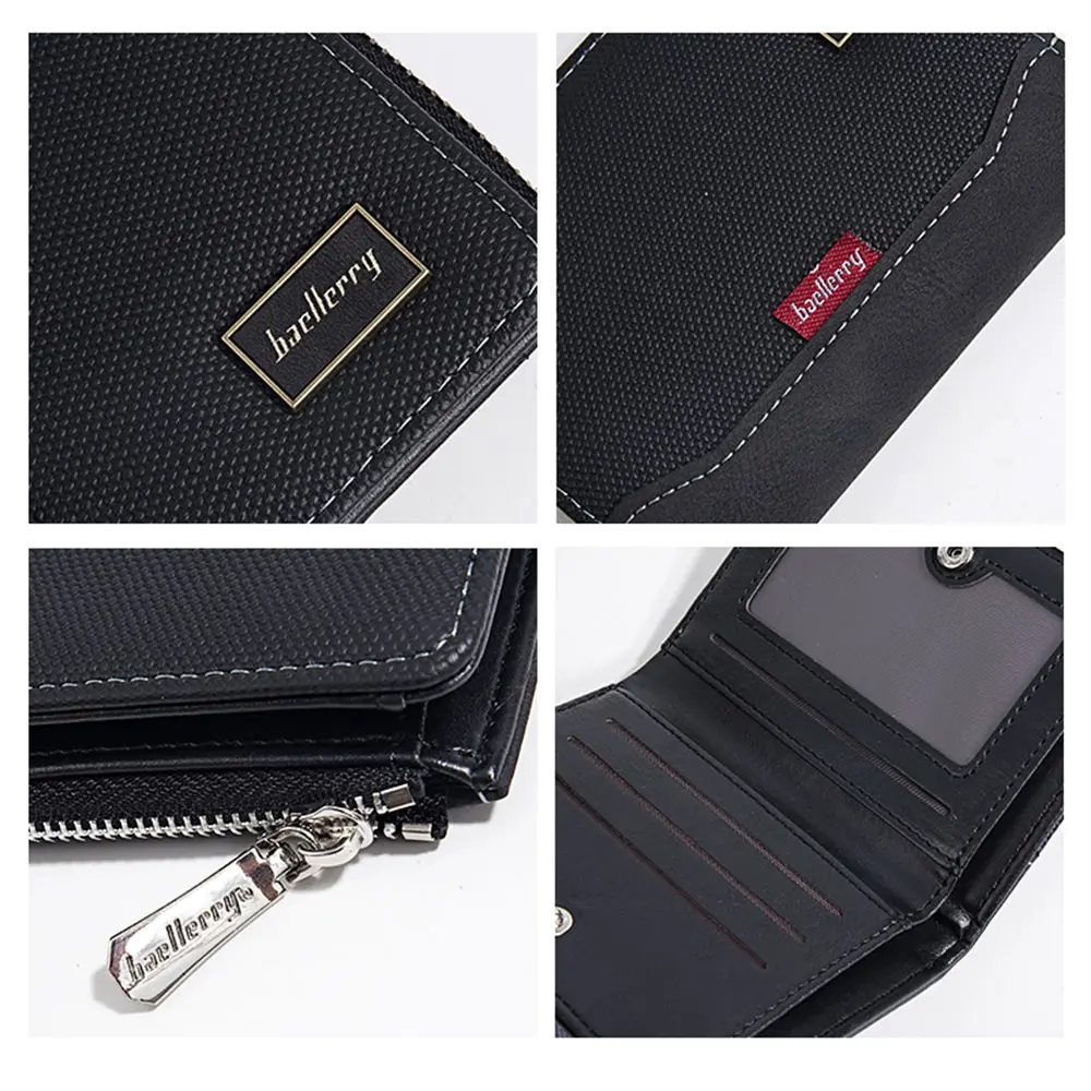 Baellerry New RFID Men Short Wallets Simple Card Bag Big Capacity Male Coin Purse Photo Holder High Quality Zipper Buckle Wallet